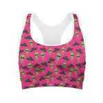 Little Green Alien UFO Print Women's Sports Bra