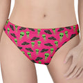 Little Green Alien UFO Print Women's Thong