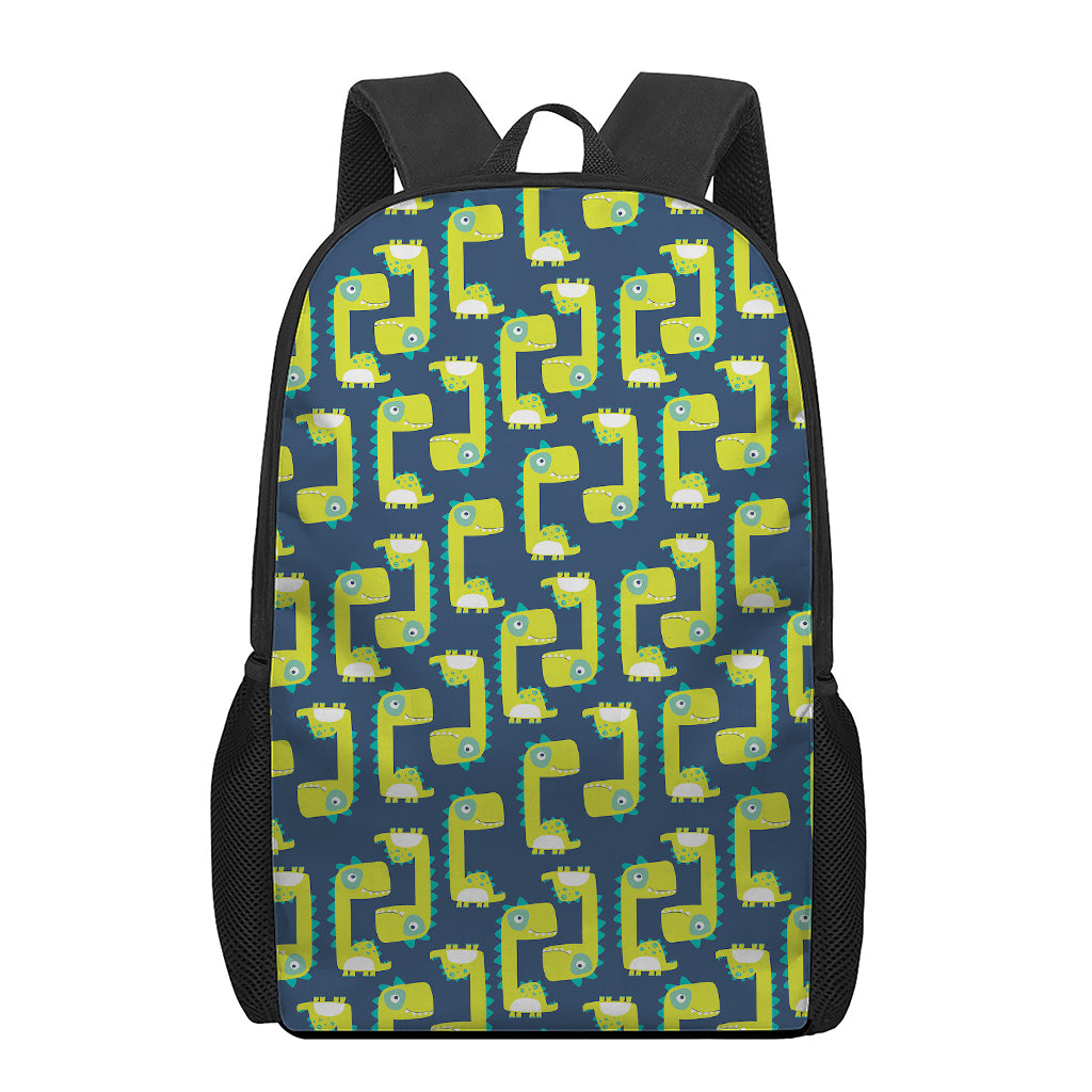Little Green Dinosaur Pattern Print 17 Inch Backpack