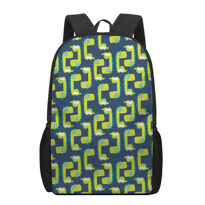 Little Green Dinosaur Pattern Print 17 Inch Backpack