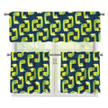 Little Green Dinosaur Pattern Print 3 Piece Kitchen Curtains