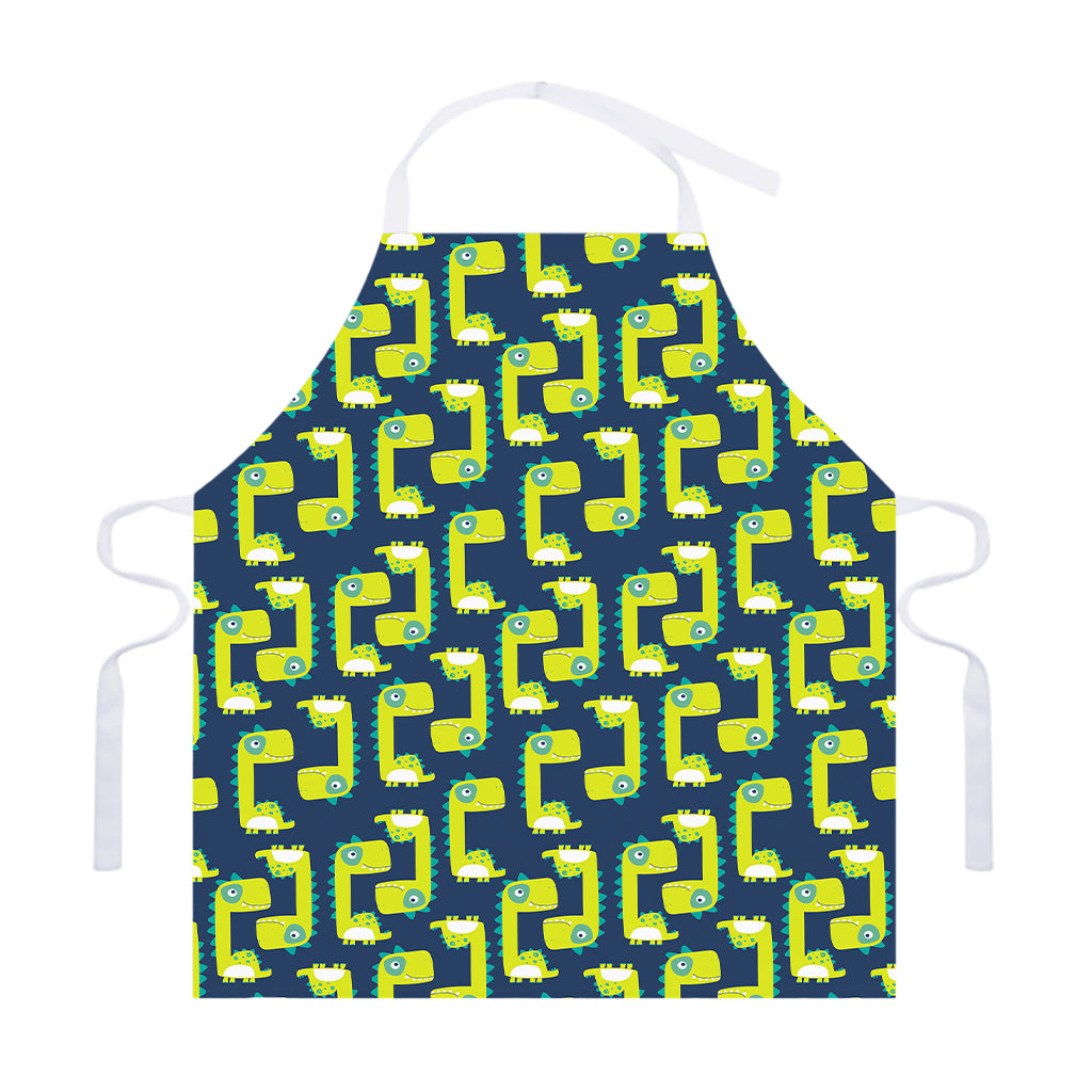 Little Green Dinosaur Pattern Print Adjustable Apron