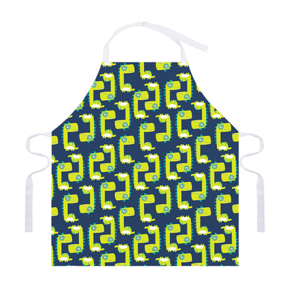 Little Green Dinosaur Pattern Print Adjustable Apron