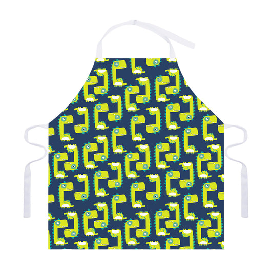 Little Green Dinosaur Pattern Print Adjustable Apron