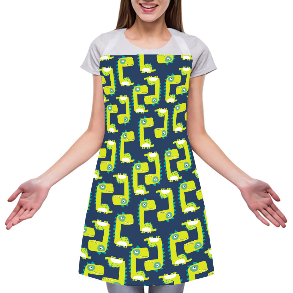 Little Green Dinosaur Pattern Print Adjustable Apron