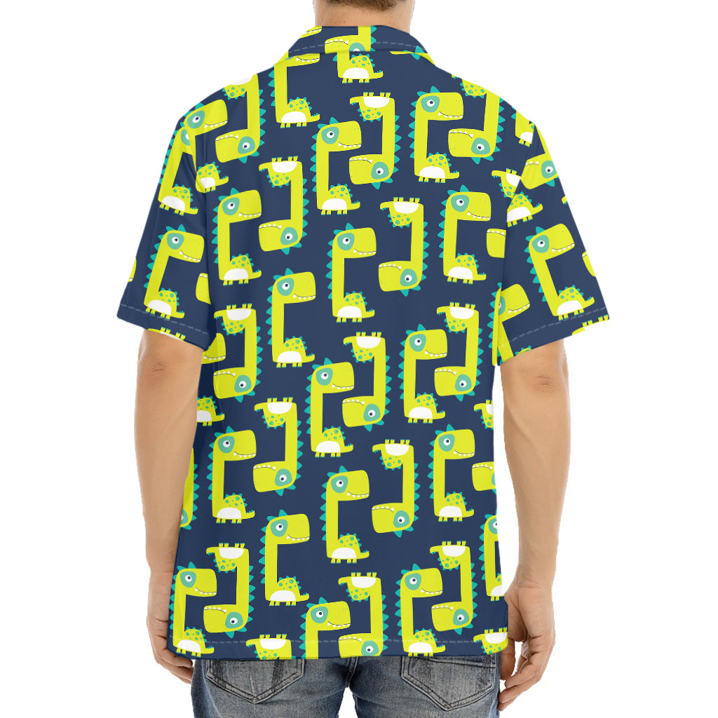 Little Green Dinosaur Pattern Print Aloha Shirt