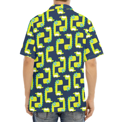 Little Green Dinosaur Pattern Print Aloha Shirt