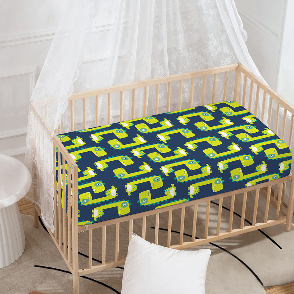 Little Green Dinosaur Pattern Print Baby Crib Sheet