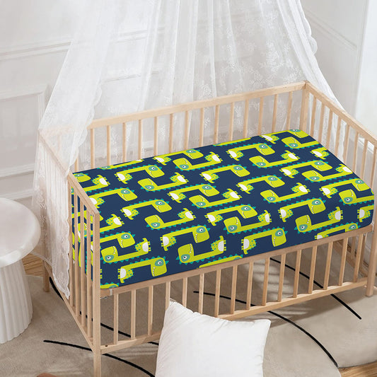 Little Green Dinosaur Pattern Print Baby Crib Sheet
