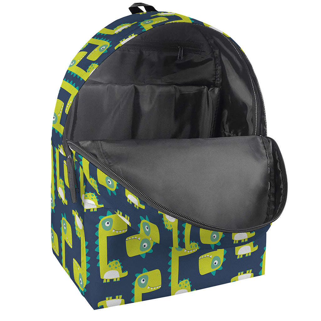 Little Green Dinosaur Pattern Print Backpack