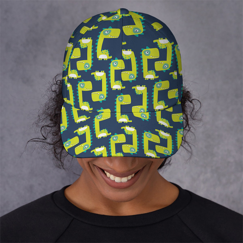 Little Green Dinosaur Pattern Print Baseball Cap
