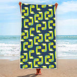Little Green Dinosaur Pattern Print Beach Towel