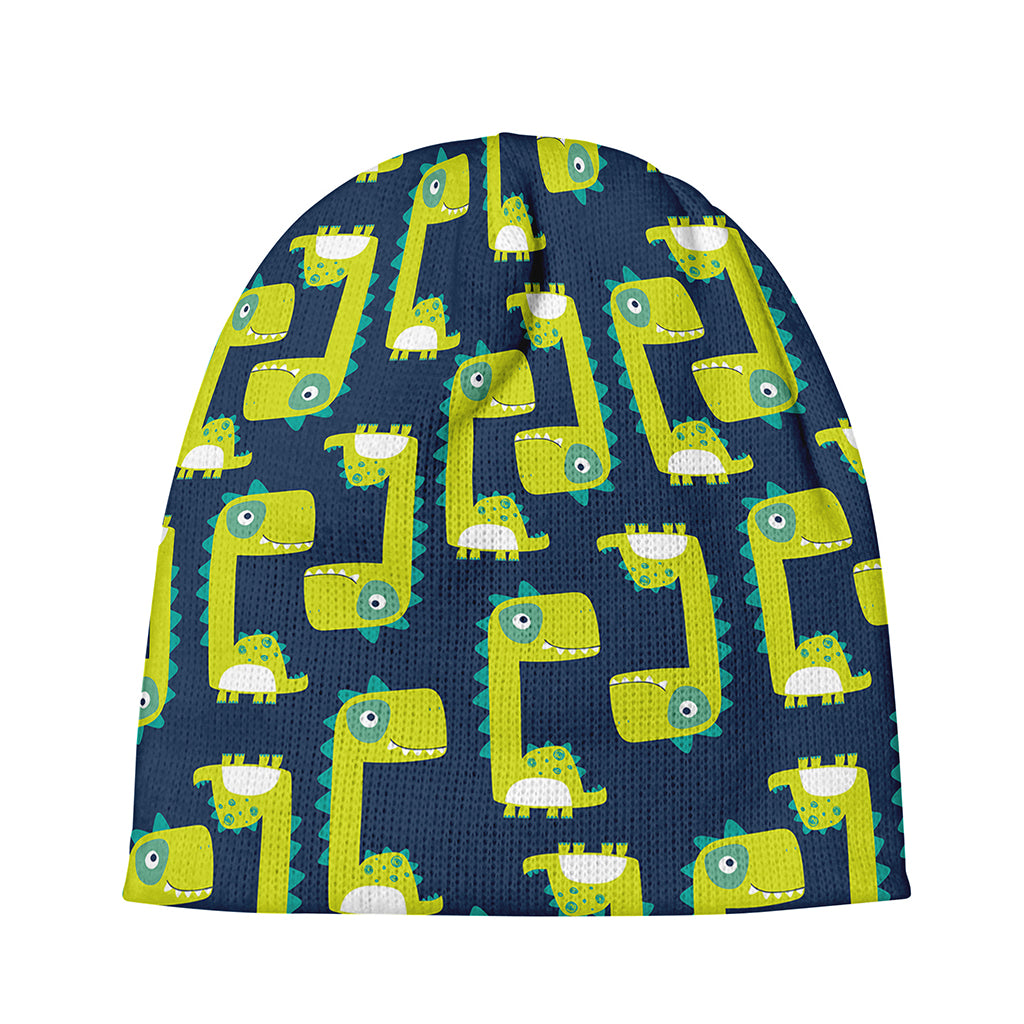 Little Green Dinosaur Pattern Print Beanie