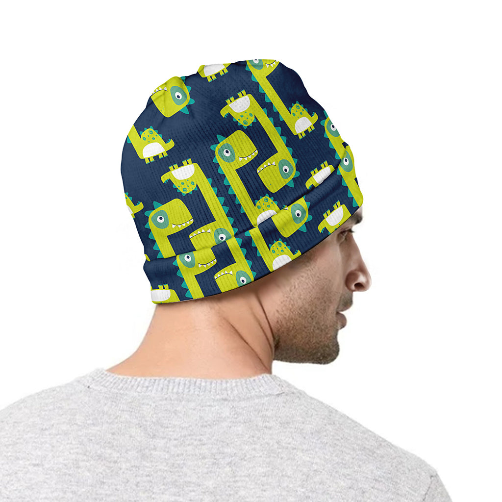 Little Green Dinosaur Pattern Print Beanie