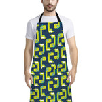 Little Green Dinosaur Pattern Print Bib Apron With Pocket