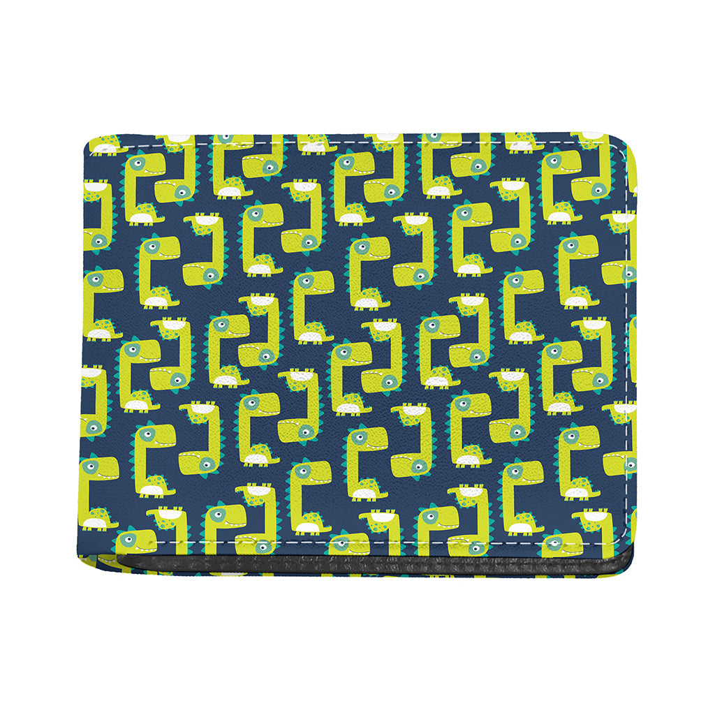 Little Green Dinosaur Pattern Print Bifold Wallet