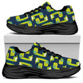 Little Green Dinosaur Pattern Print Black Chunky Shoes