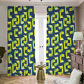 Little Green Dinosaur Pattern Print Dimout Pencil Pleat Curtains