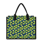 Little Green Dinosaur Pattern Print Canvas Tote Bag
