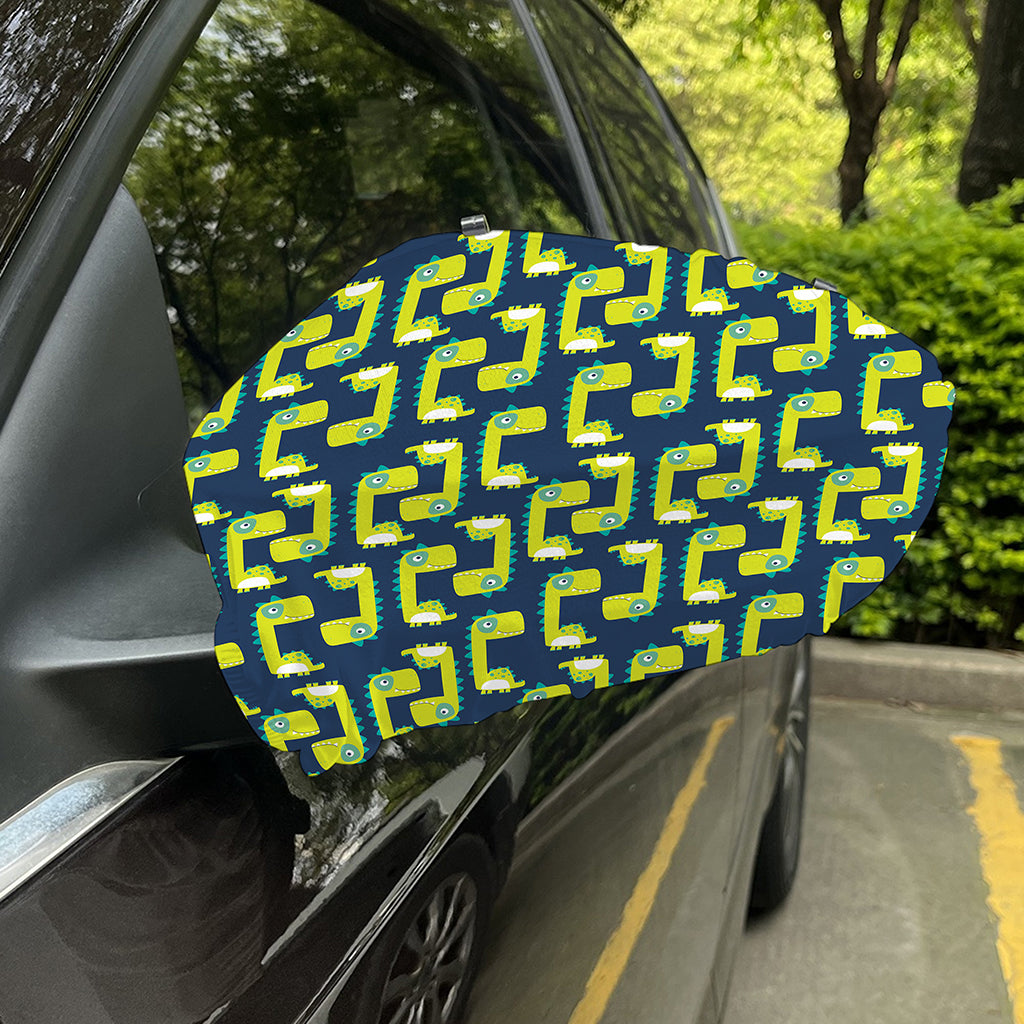 Little Green Dinosaur Pattern Print Car Side Mirror Covers