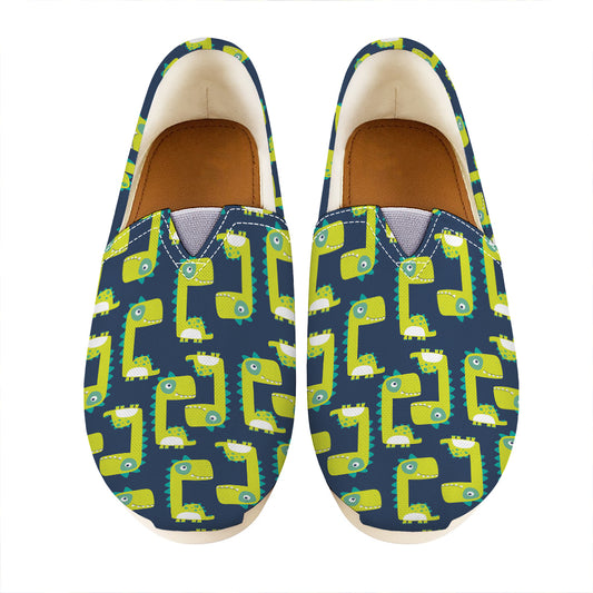 Little Green Dinosaur Pattern Print Casual Shoes