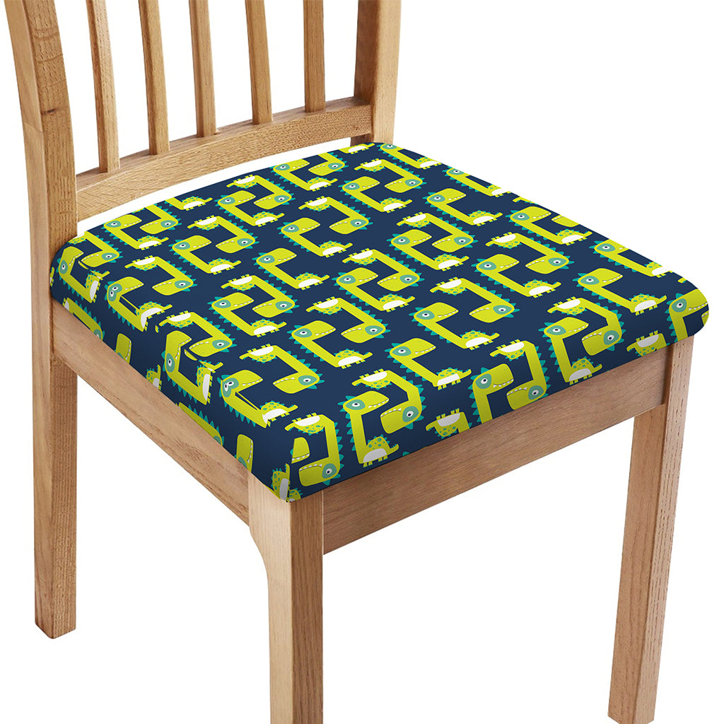 Little Green Dinosaur Pattern Print Chair Cushion Cover