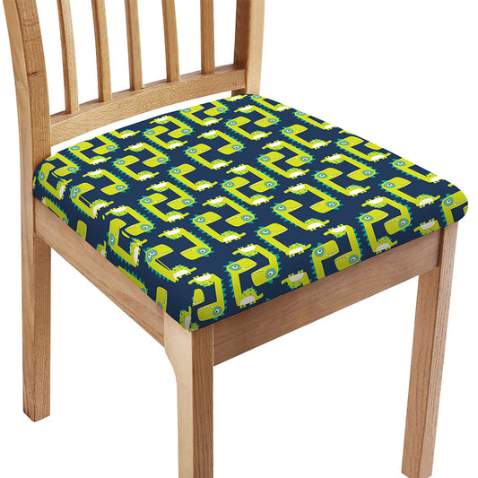 Little Green Dinosaur Pattern Print Chair Cushion Cover