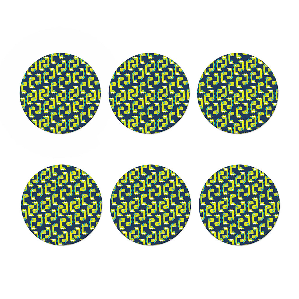 Little Green Dinosaur Pattern Print Coaster Set