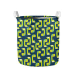 Little Green Dinosaur Pattern Print Collapsible Laundry Basket