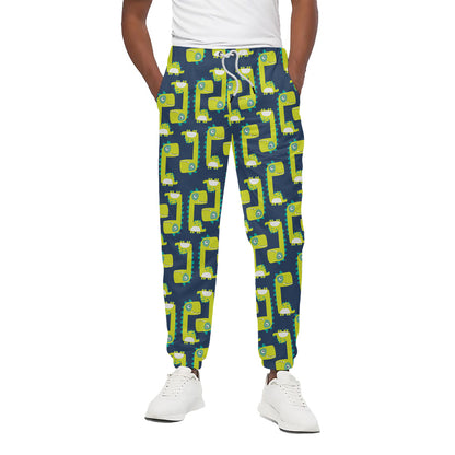 Little Green Dinosaur Pattern Print Cotton Pants