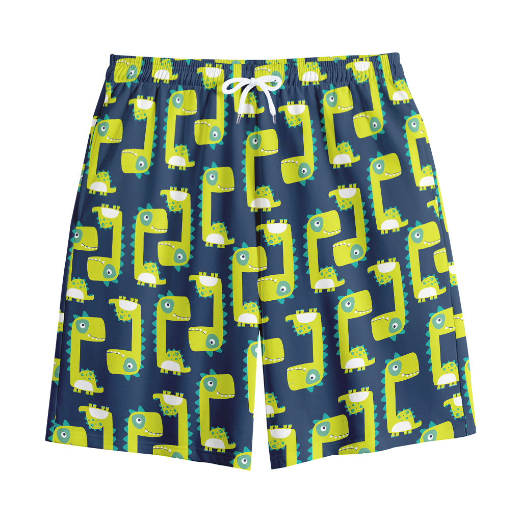 Little Green Dinosaur Pattern Print Cotton Shorts