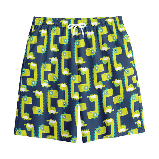 Little Green Dinosaur Pattern Print Cotton Shorts