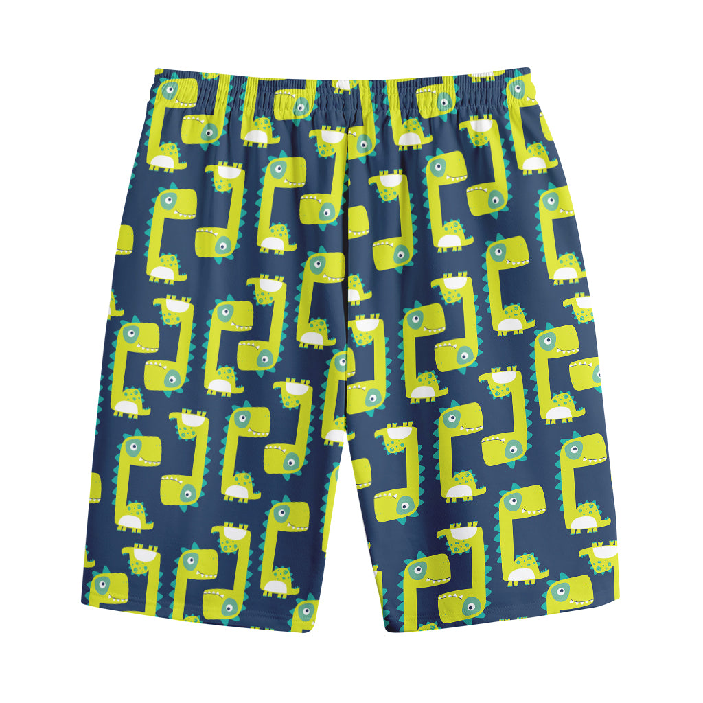 Little Green Dinosaur Pattern Print Cotton Shorts