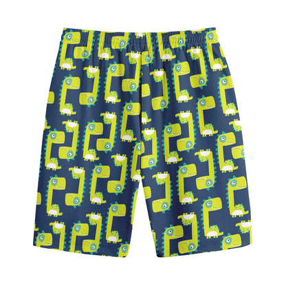 Little Green Dinosaur Pattern Print Cotton Shorts