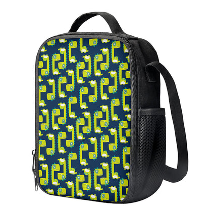 Little Green Dinosaur Pattern Print Crossbody Lunch Bag