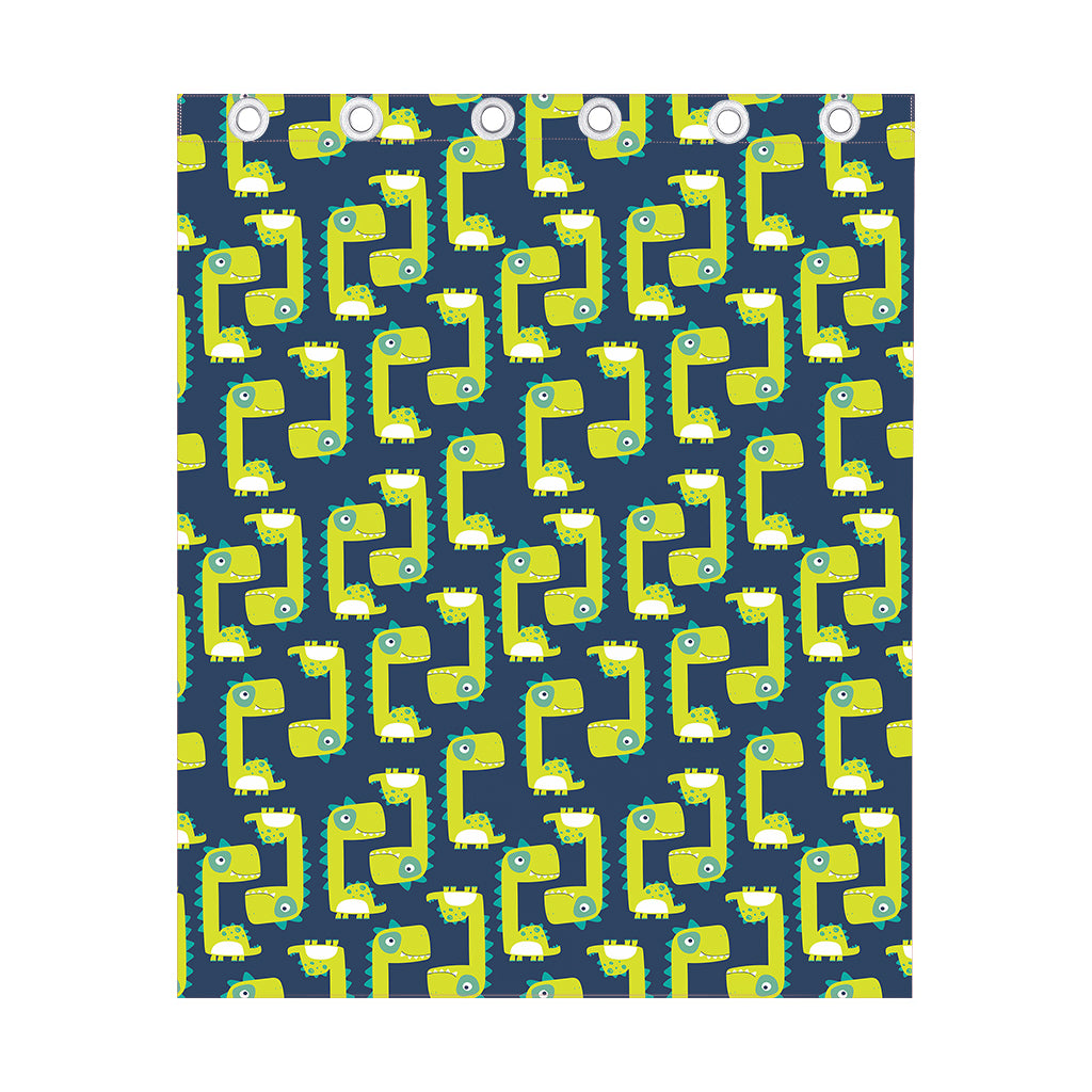 Little Green Dinosaur Pattern Print Curtain
