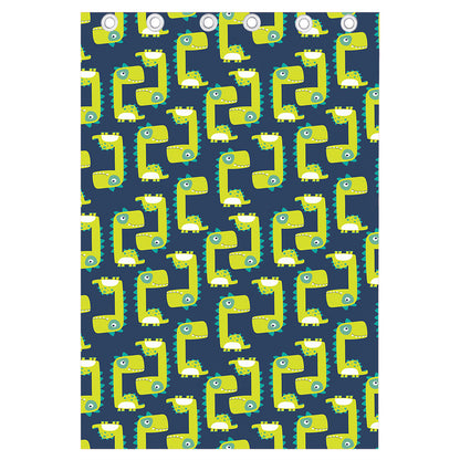 Little Green Dinosaur Pattern Print Curtain