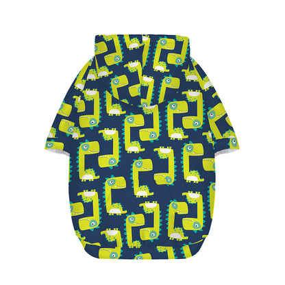 Little Green Dinosaur Pattern Print Dog Zip Up Hoodie