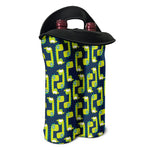 Little Green Dinosaur Pattern Print Double Neoprene Wine Tote