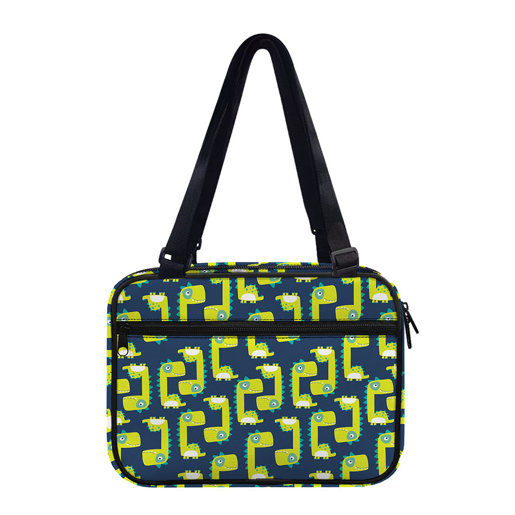Little Green Dinosaur Pattern Print Double Strap Bible Bag