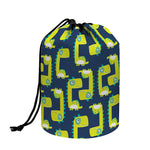 Little Green Dinosaur Pattern Print Drawstring Makeup Bag