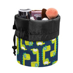 Little Green Dinosaur Pattern Print Drawstring Makeup Bag