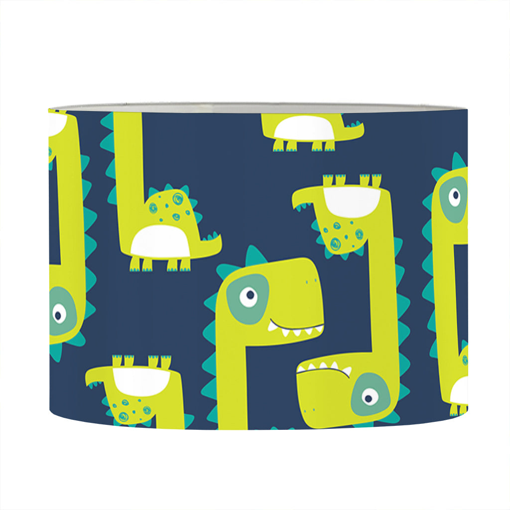 Little Green Dinosaur Pattern Print Drum Lamp Shade