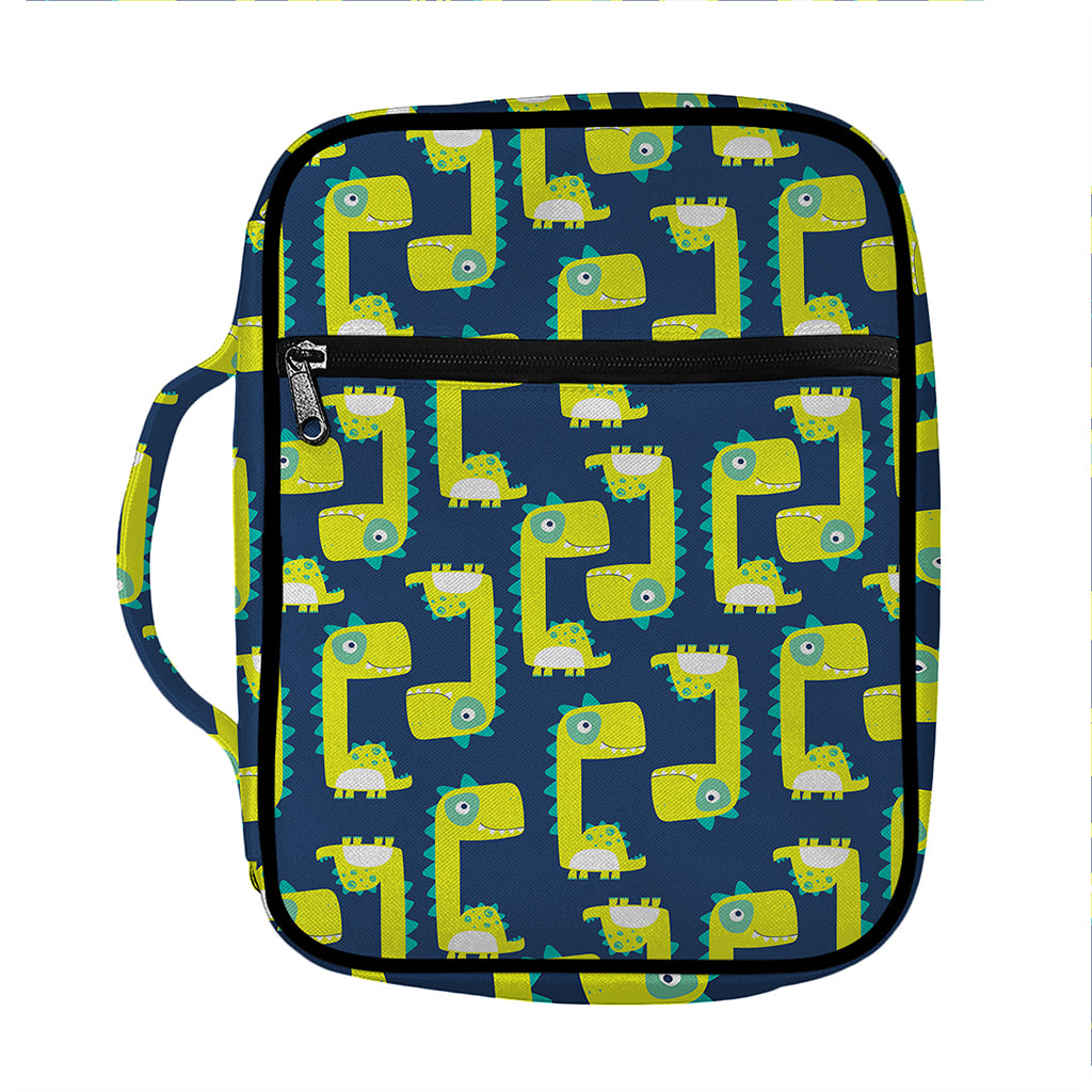 Little Green Dinosaur Pattern Print Front Pocket Bible Bag