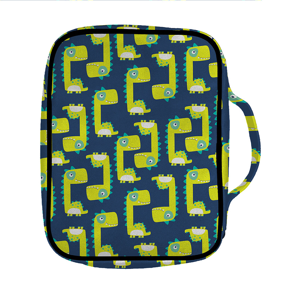 Little Green Dinosaur Pattern Print Front Pocket Bible Bag