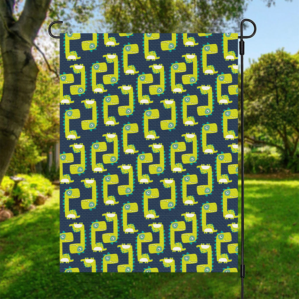 Little Green Dinosaur Pattern Print Garden Flag
