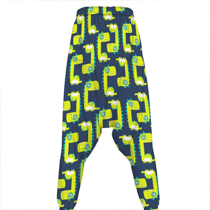 Little Green Dinosaur Pattern Print Hammer Pants
