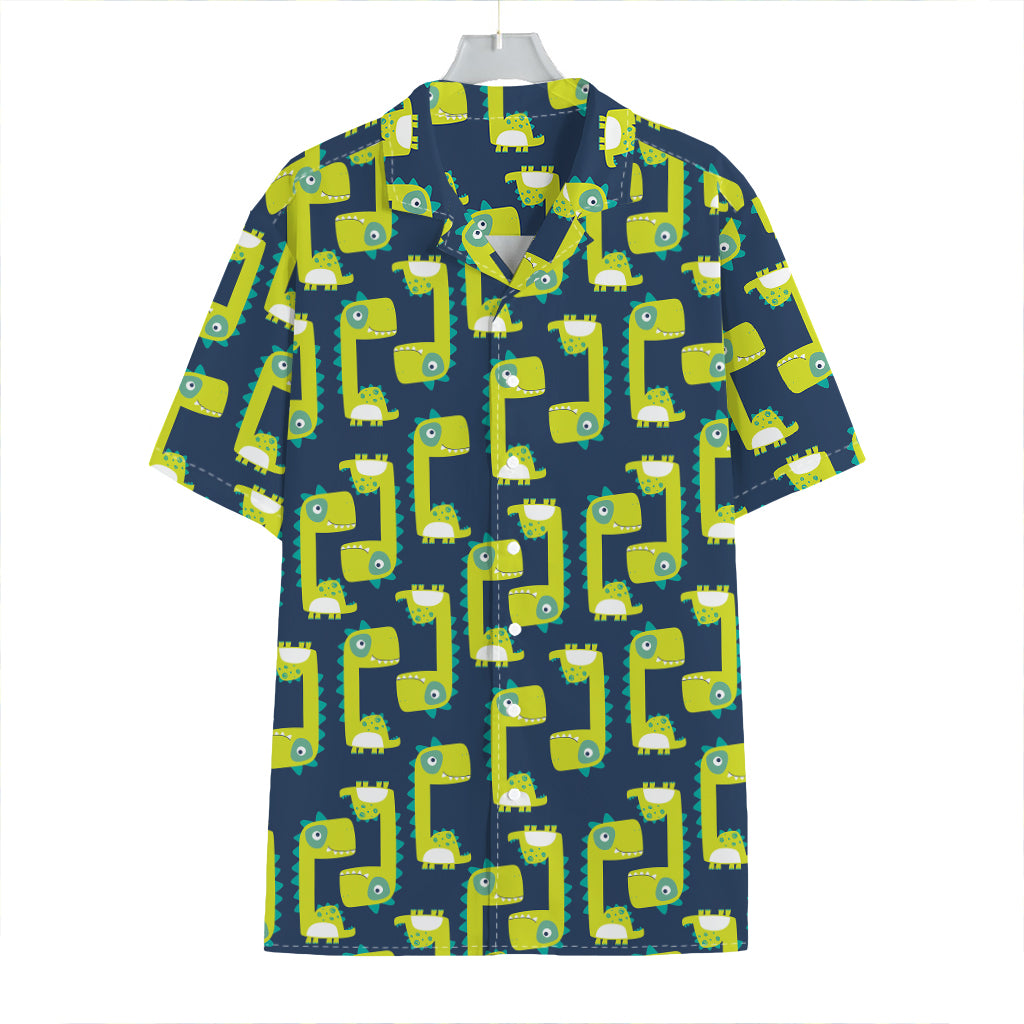 Little Green Dinosaur Pattern Print Hawaiian Shirt