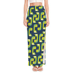 Little Green Dinosaur Pattern Print High Slit Maxi Skirt