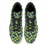 Little Green Dinosaur Pattern Print High Top Leather Sneakers